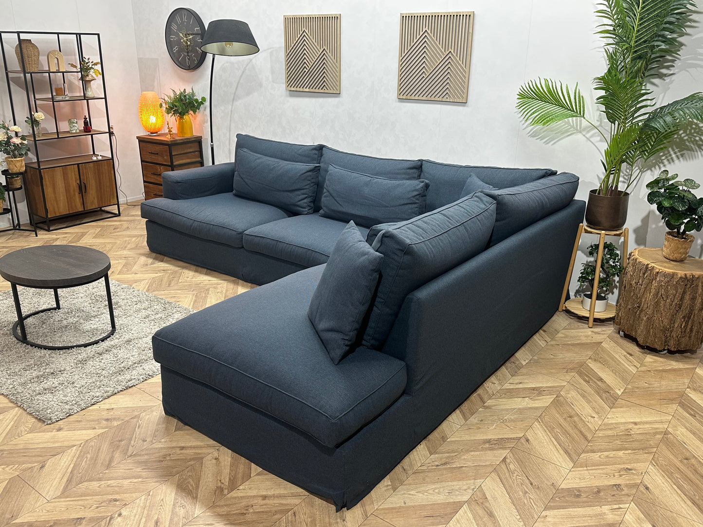 Blauwe Hoekbank ~ Losse Kussens Met Afneembare Hoezen