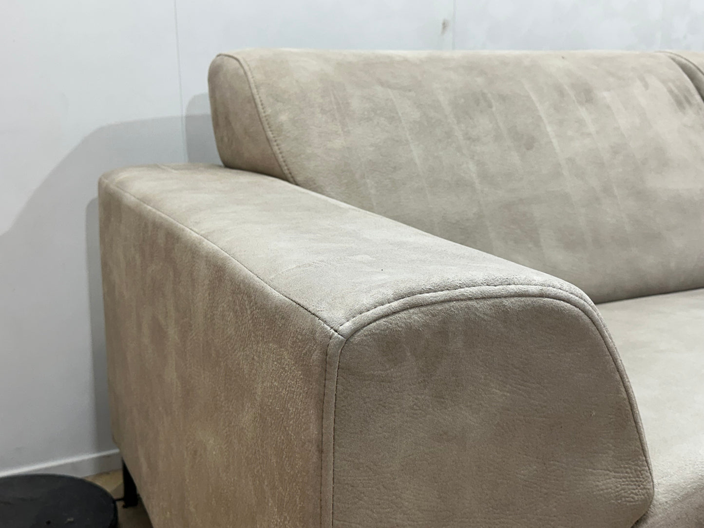 Crème Suède Stoffen Hoekbank ~ Inruilvoordeel