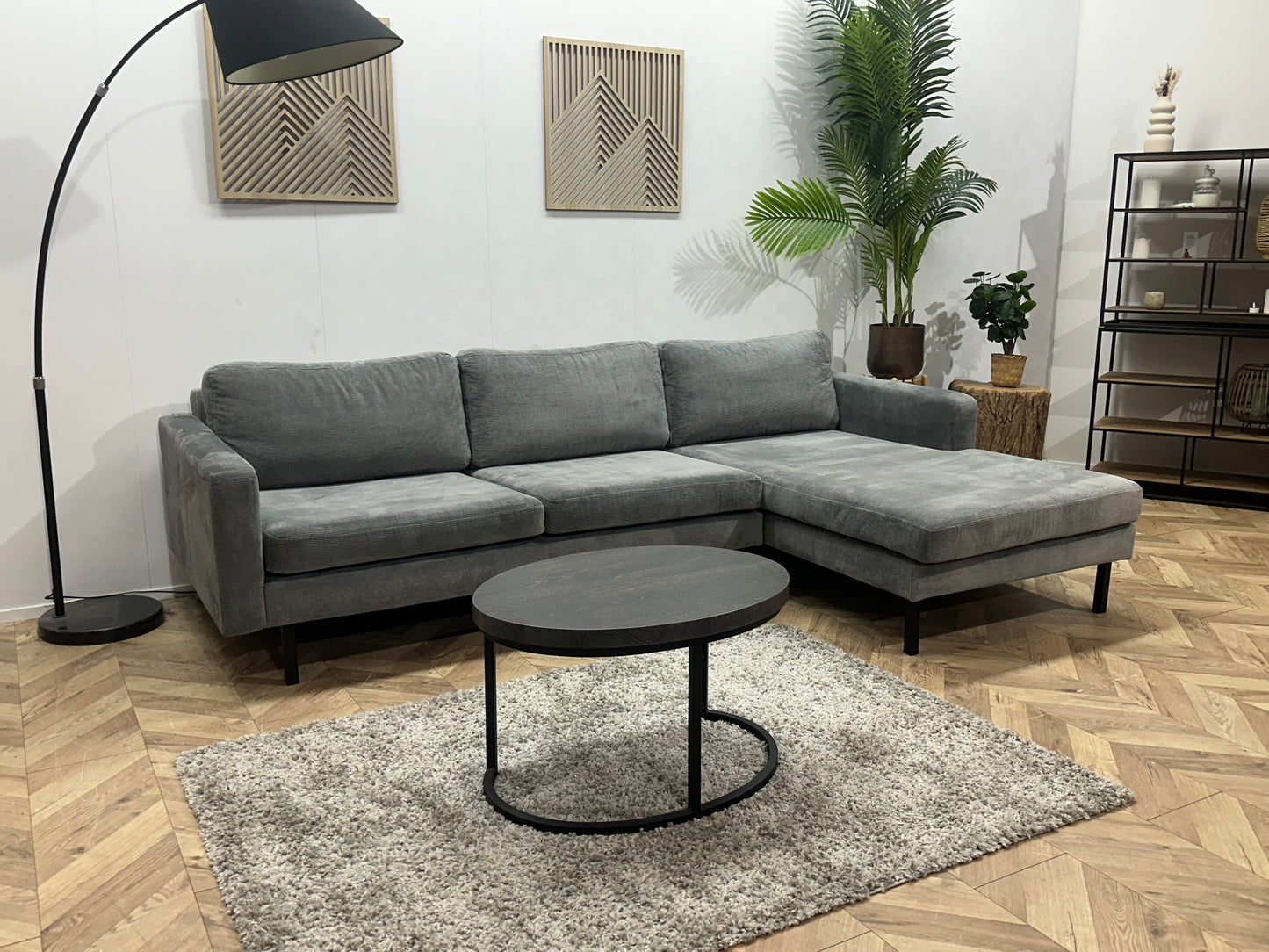 Dutch Tribes Licht Grijze Ribstof Hoekbank ~ Losse Kussens Met Afneembare Hoezen