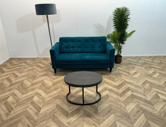 Umix Blauwe Velvet 2.5-Zits Bank ~ Losse Rugkussen met Afneembare Hoes