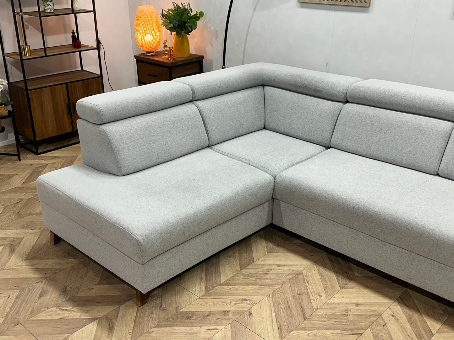 Licht Grijze Hoekbank ~ Verstelbare Hoofdsteunen