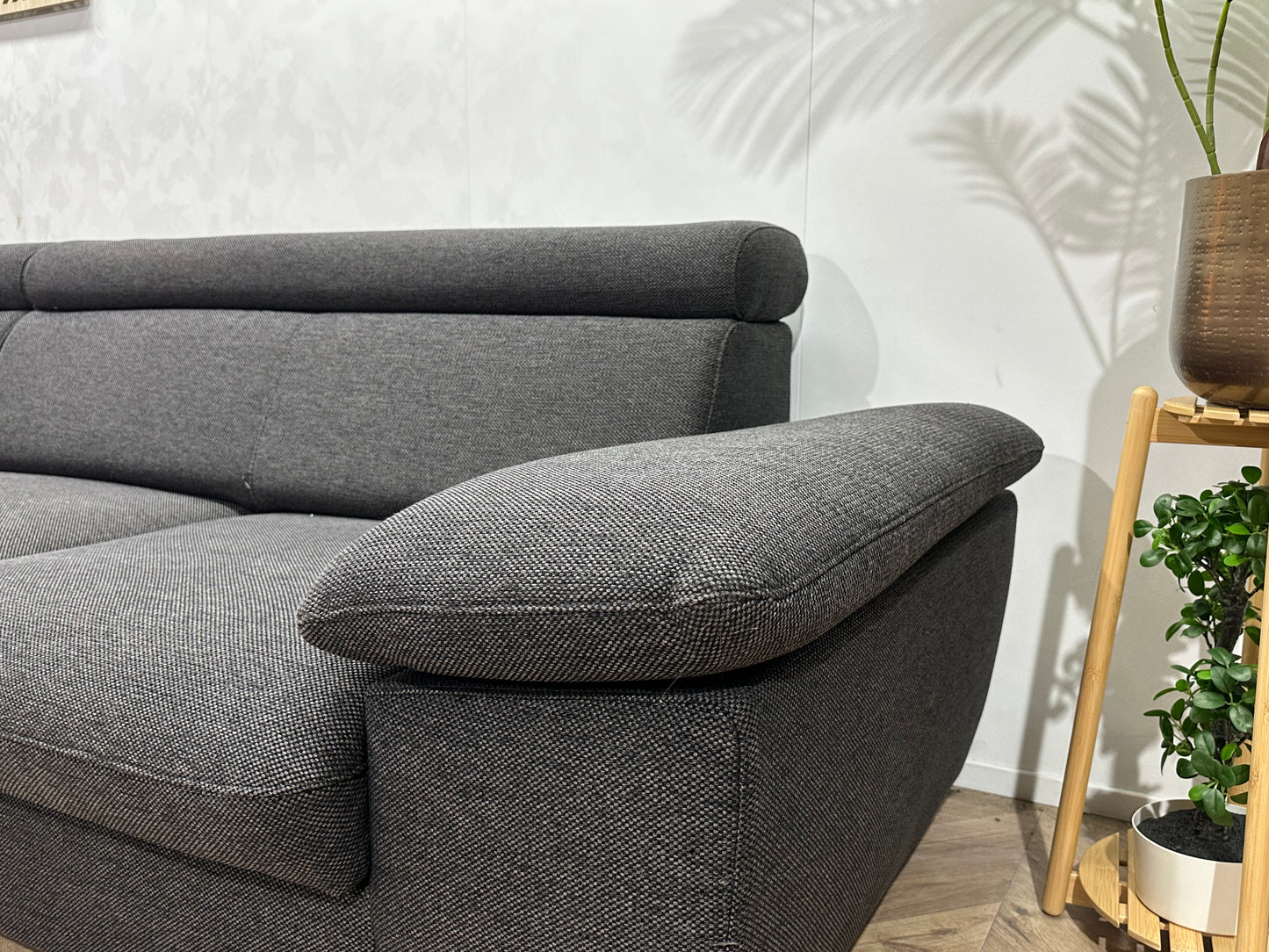 Antraciet Hoekbank ~ Verstelbare Arm/Hoofdsteunen