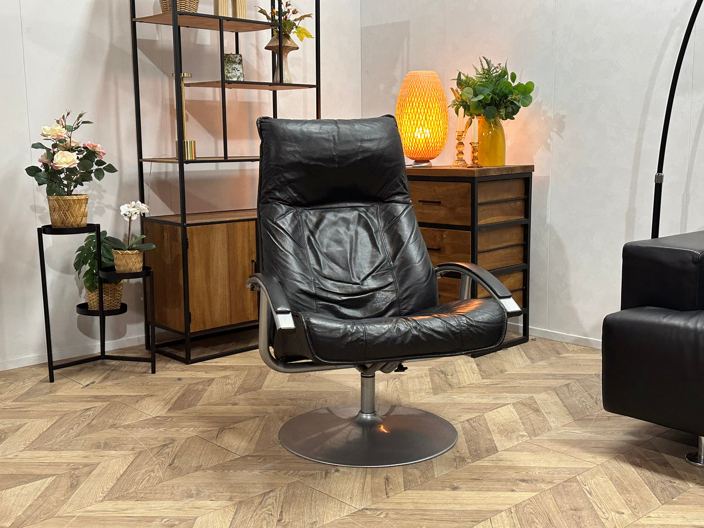 Zwart Echt Lederen 2.5-Zits Bank Inc Fauteuil ~ Vaste Kussens