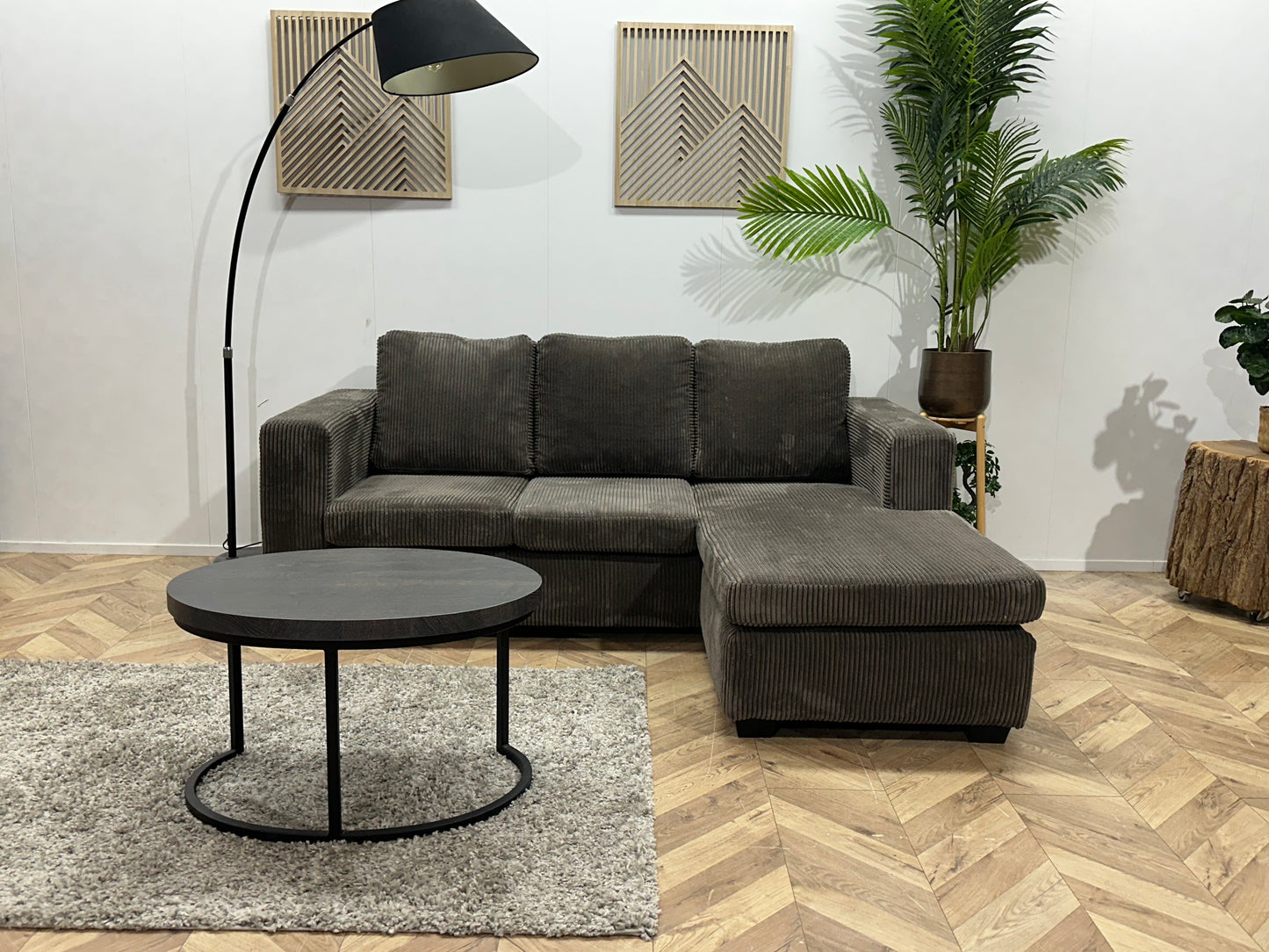 Antraciet Ribstof Hoekbank ~ Meerdere Opstellingen