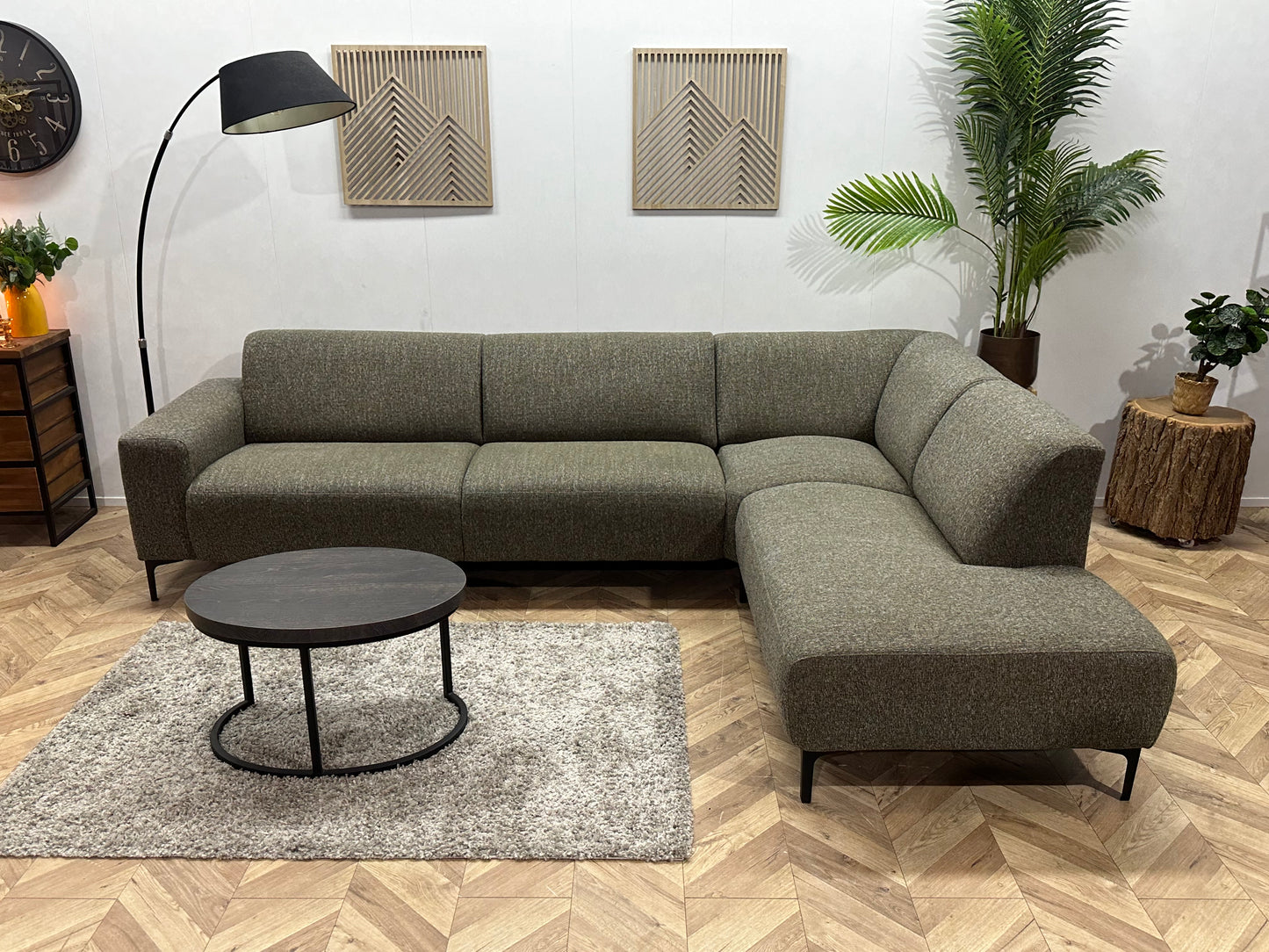 Grijze Hoekbank ~ Vaste Kussens