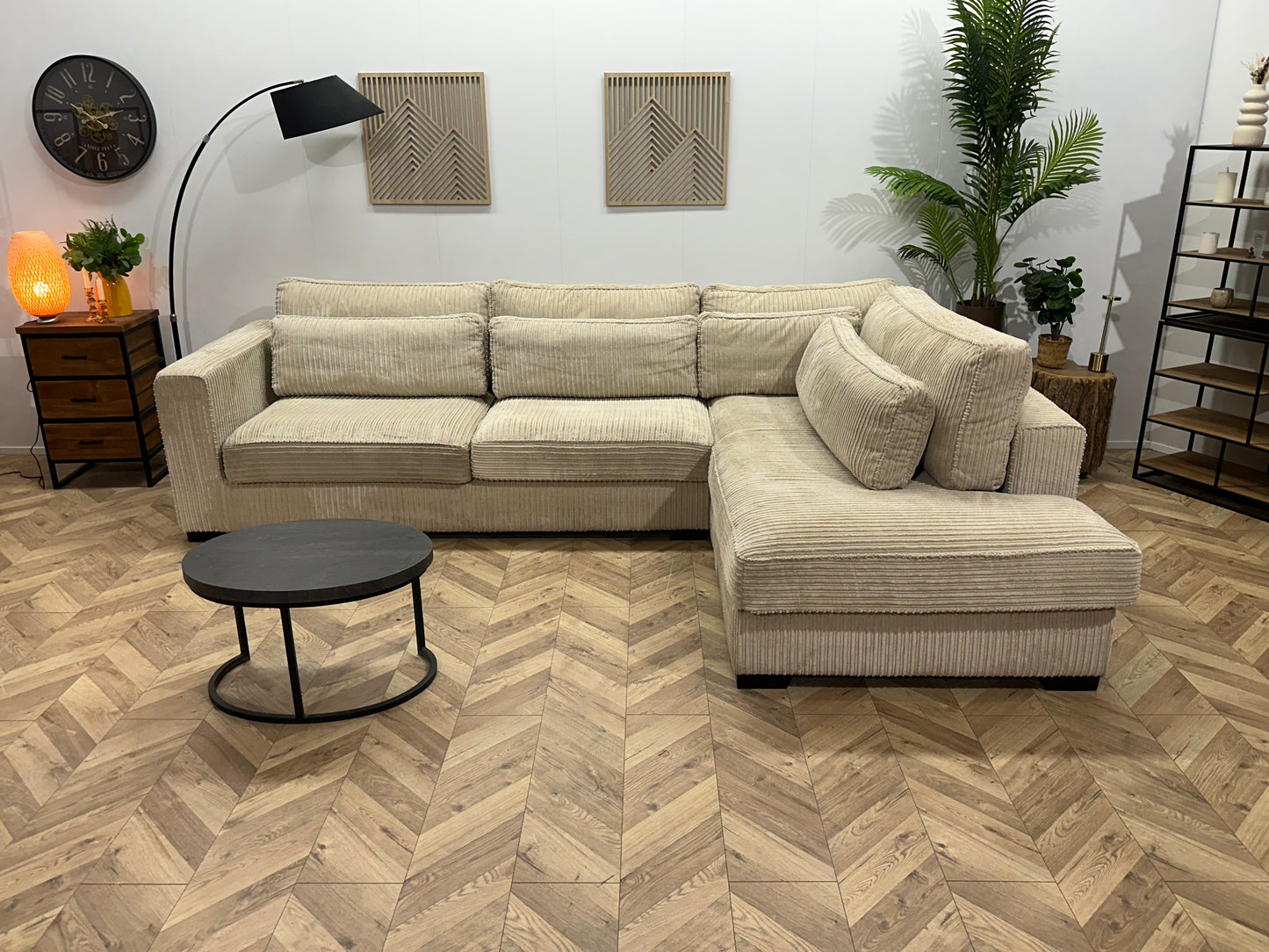 Crème Ribstof Hoekbank ~ Nieuwstaat