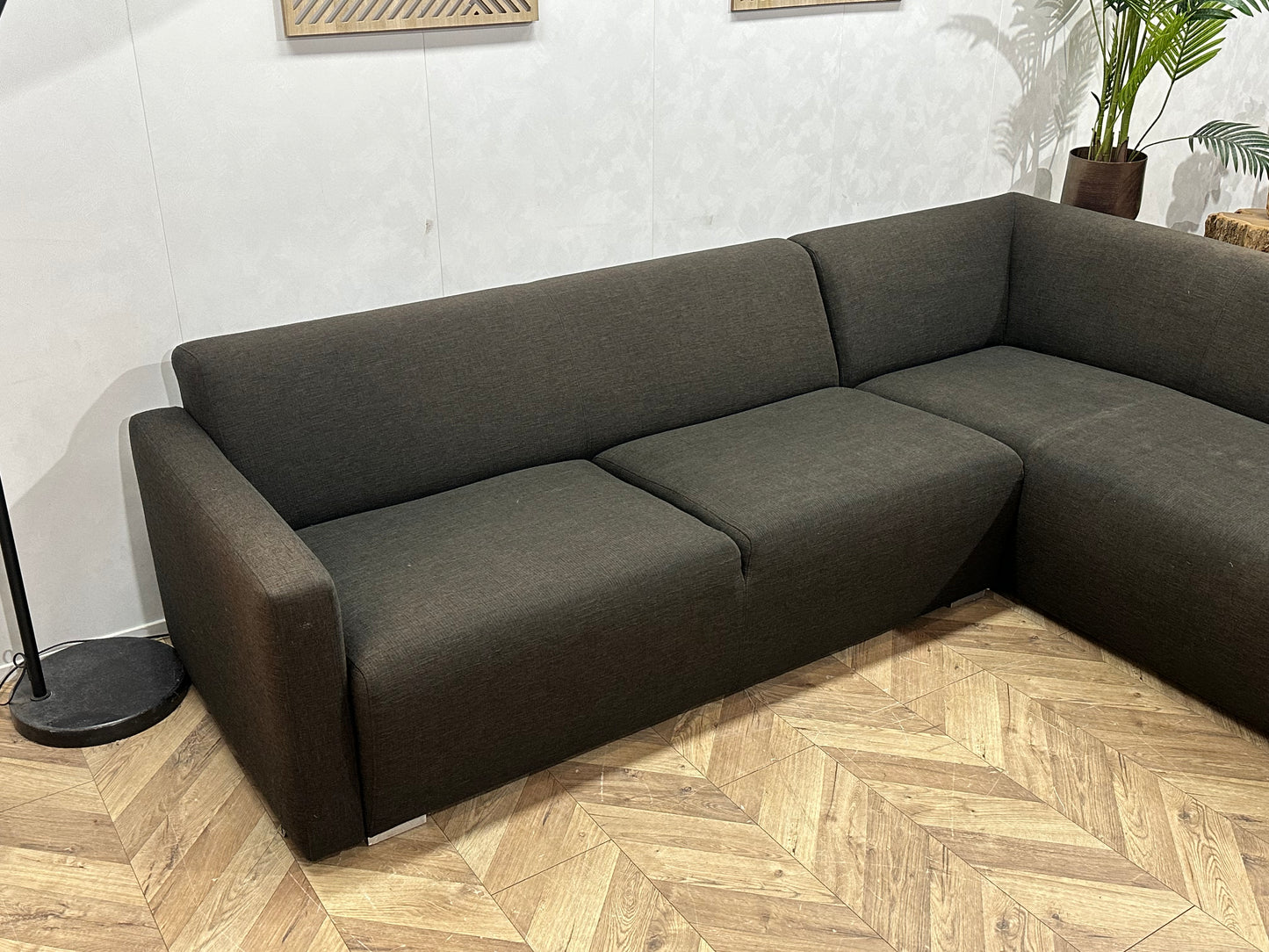 Montèl Antraciet Hoekbank ~ Vaste Kussens