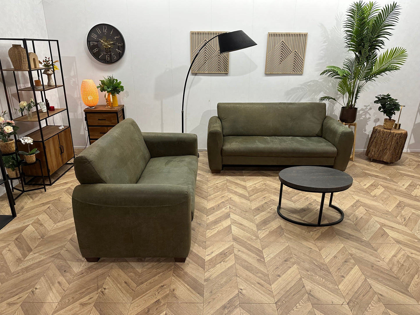 Groene Suède Stoffen Banken Set ~ Vaste Kussens