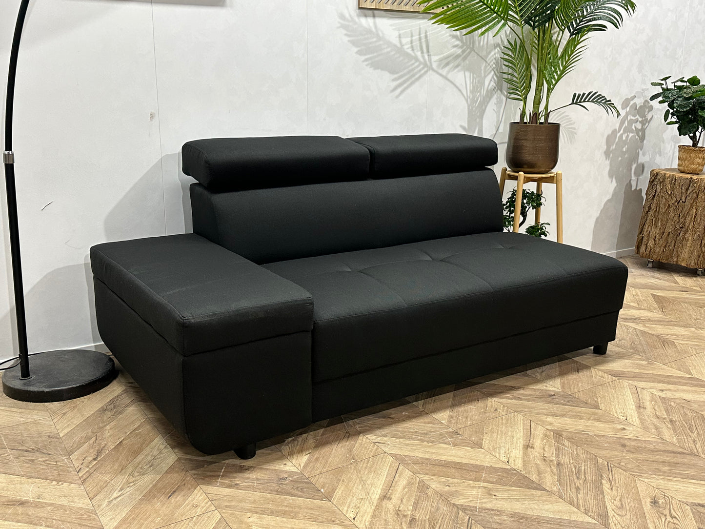 !Showroommodel! Zwart Suede Stoffen Designbank