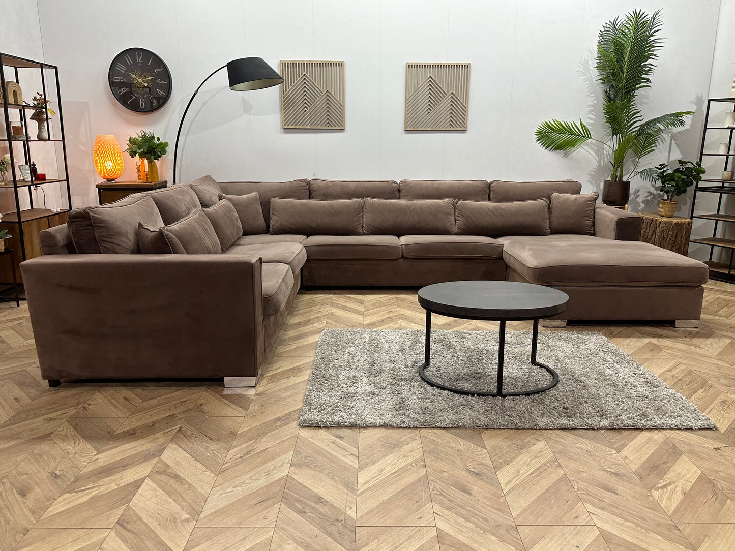 Bruine Velvet U Bank ~ Losse Kussens Met Afneembare Hoezen