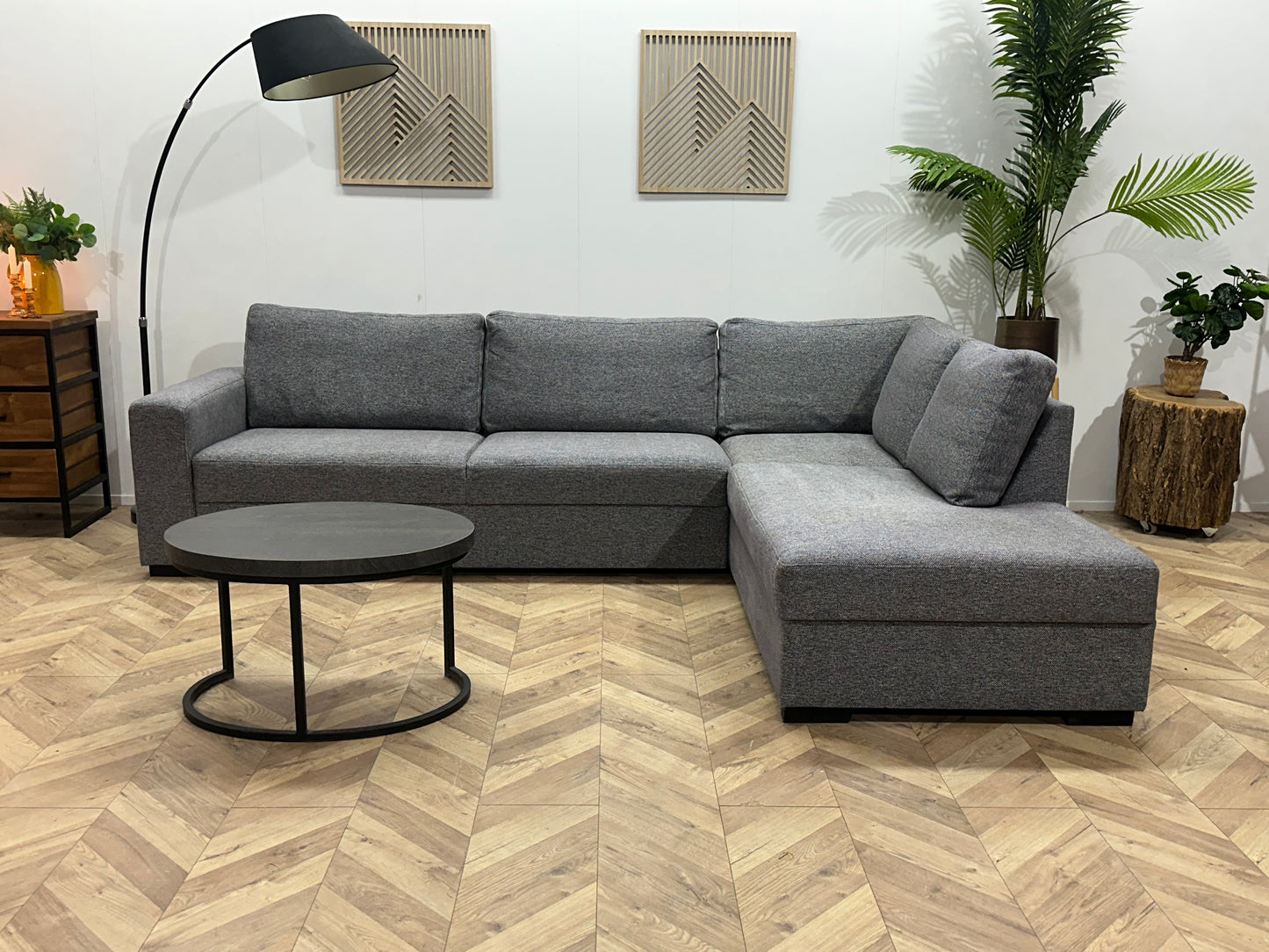 Grijze Hoekbank ~ Losse Rugkussens Met Afneembare Hoezen