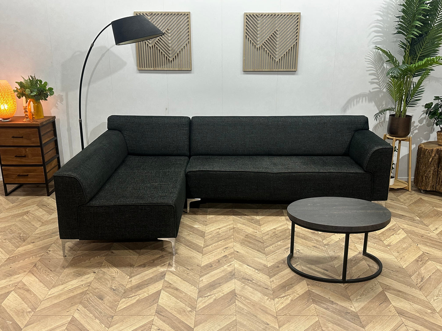 Montèl Antraciet Design Hoekbank ~ Vaste Kussens