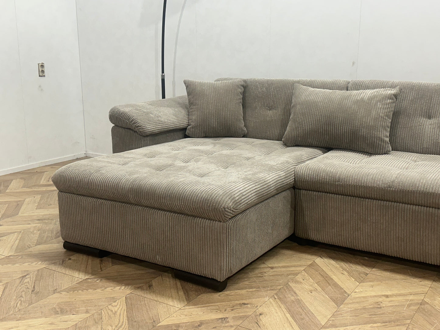 !Showroommodel! Beige Ribstof U Bank