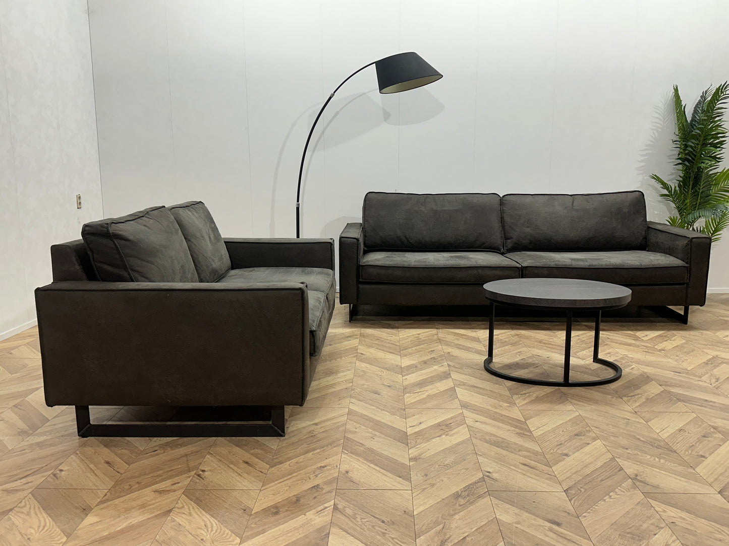 Antraciet Suède Stoffen Banken Set ~ Losse Kussens Met Afneembare Hoezen