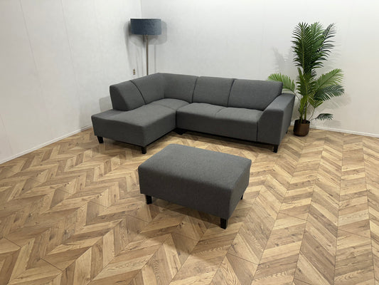 Antraciet Hoekbank Inc Hocker ~ Vaste Kussens