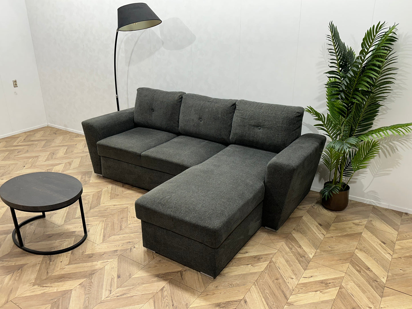 Grijze Hoekbank ~ Opbergruimte ~ Slaapfunctie