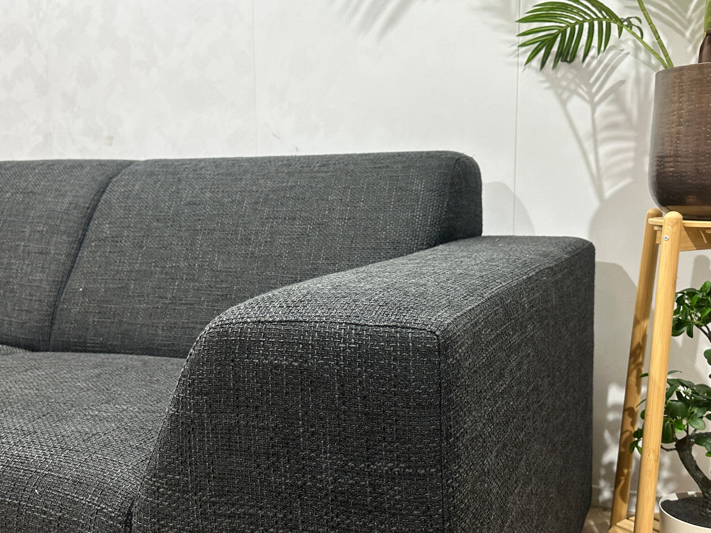 Antraciet Hoekbank ~ Vaste Kussens