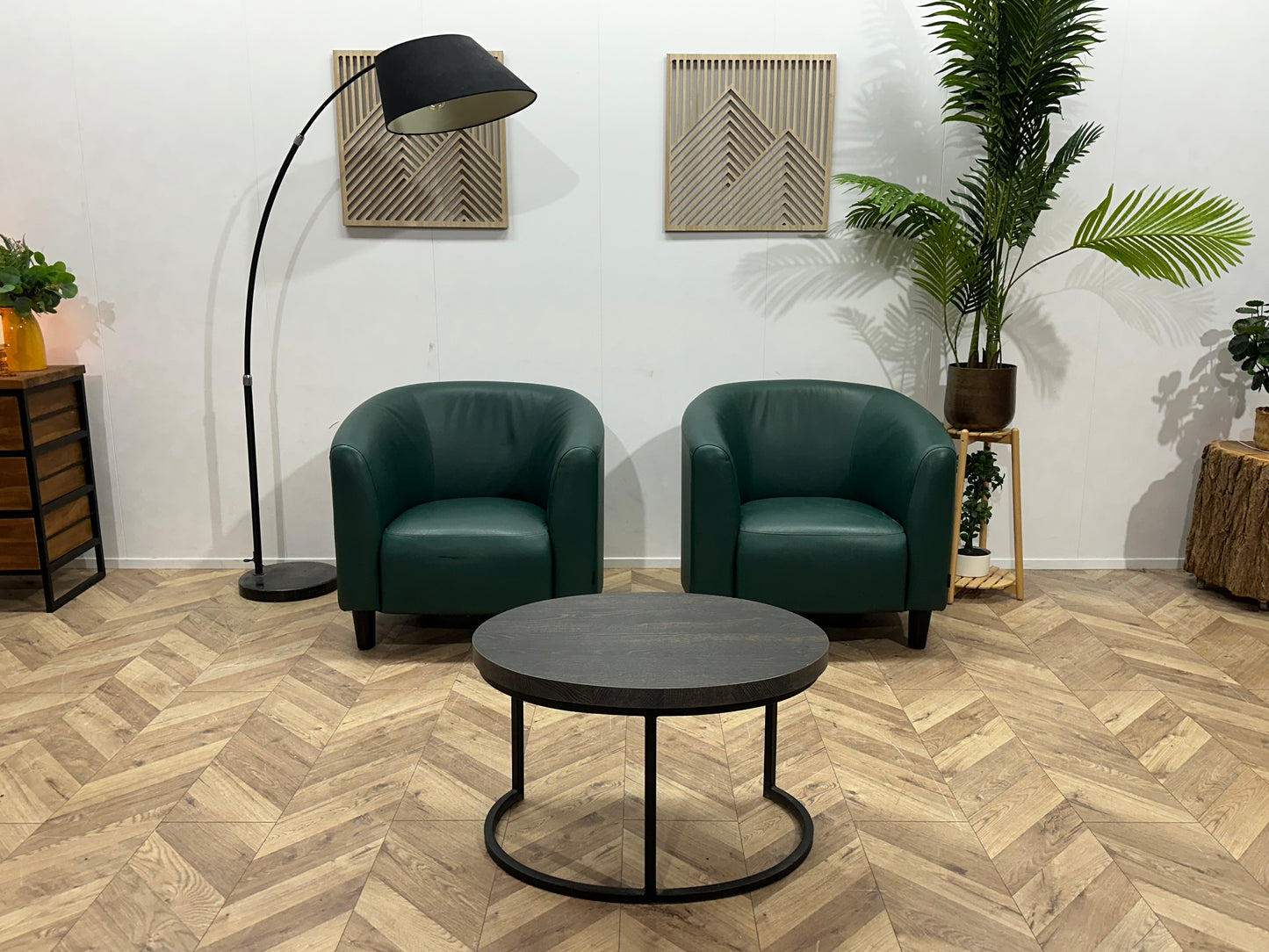 Groene Echt Lederen Stoelen Set