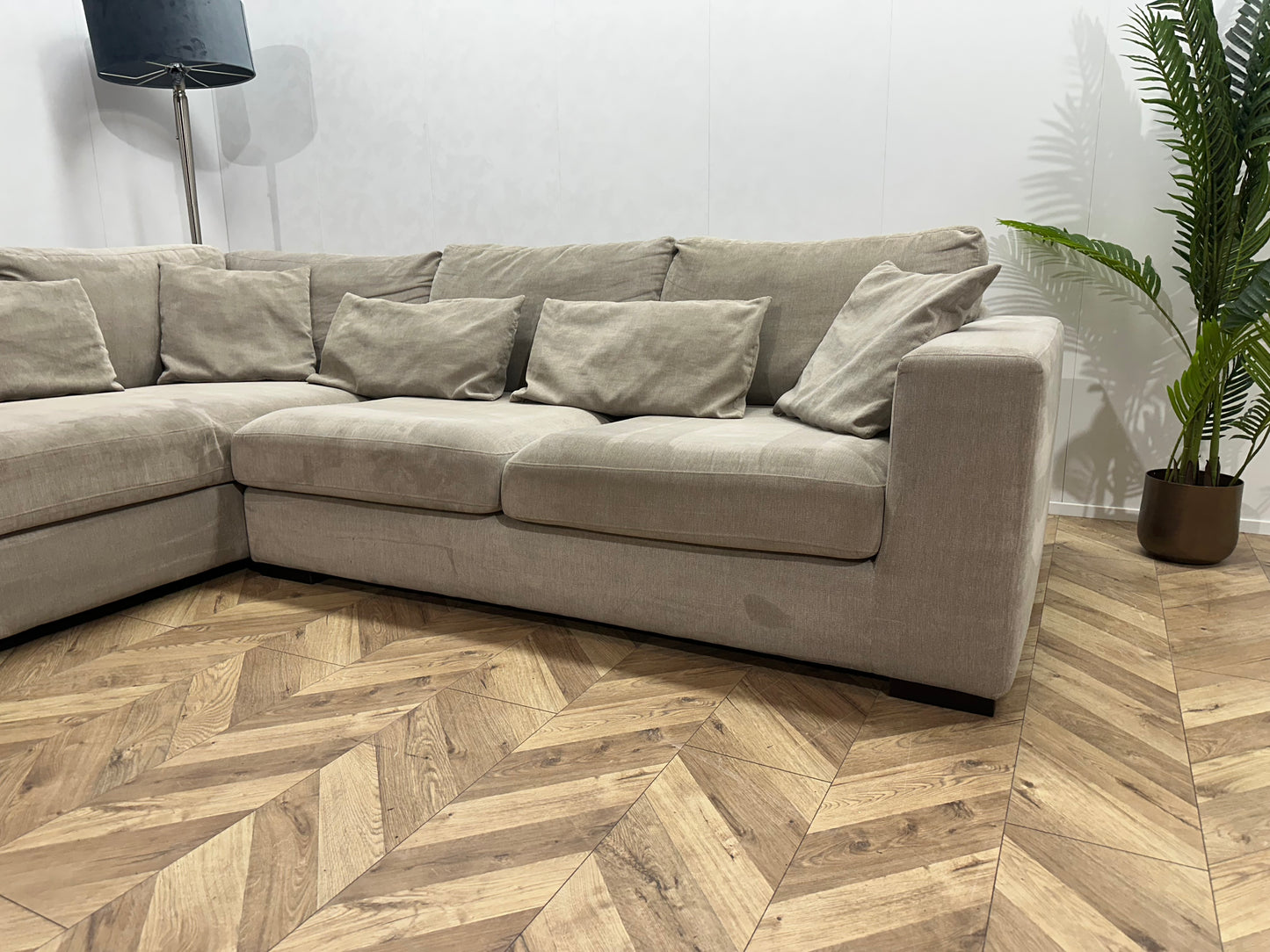 IN.HOUSE Beige Velvet Hoekbank ~ Nieuwstaat