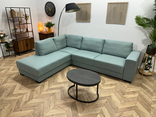 Licht Blauwe Hoekbank ~ Losse Kussens Met Afneembare Hoezen