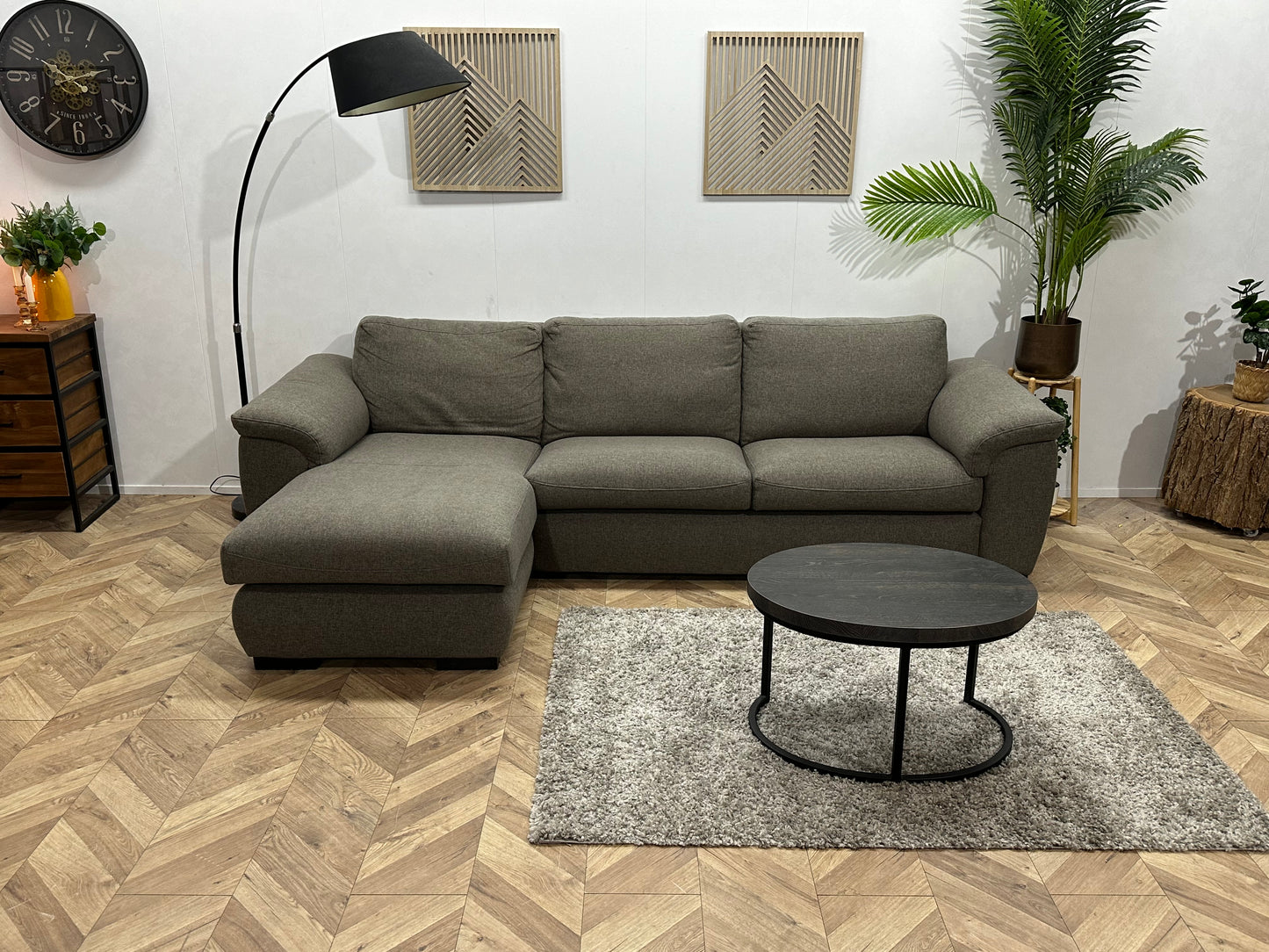 Grijze Hoekbank ~ Vaste Kussens