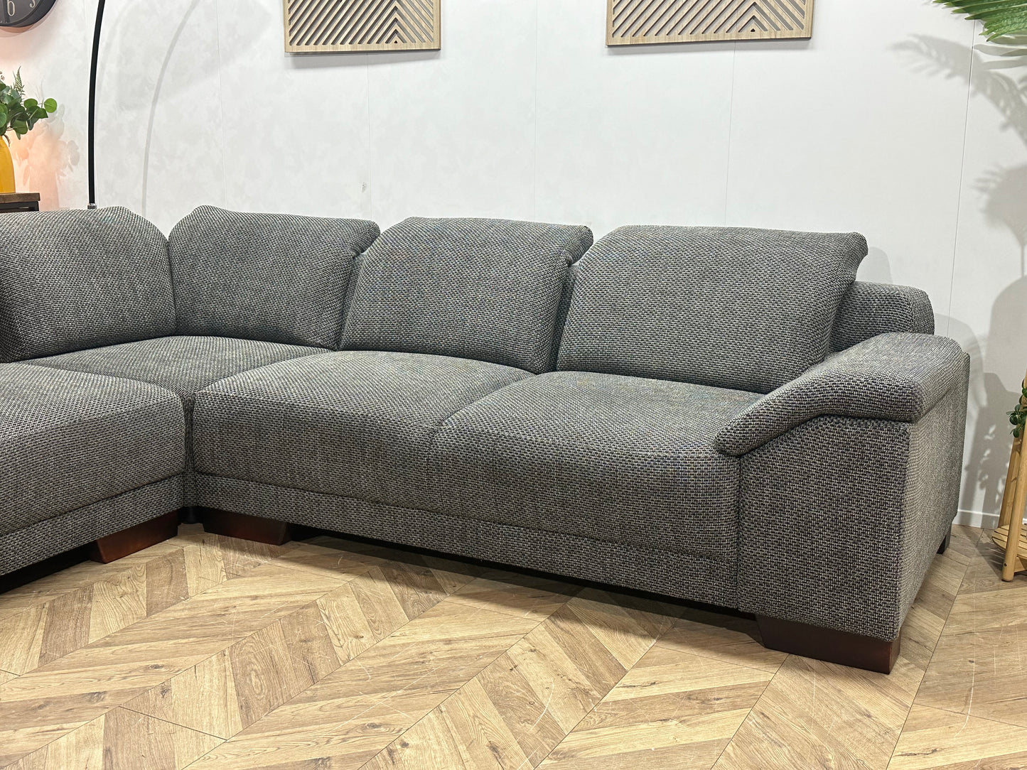 H&H Grijze Hoekbank ~ Verstelbare Hoofdsteunen