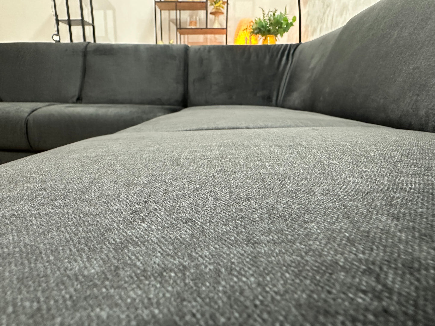 !Showroommodel! Zwarte Velvet Hoekbank