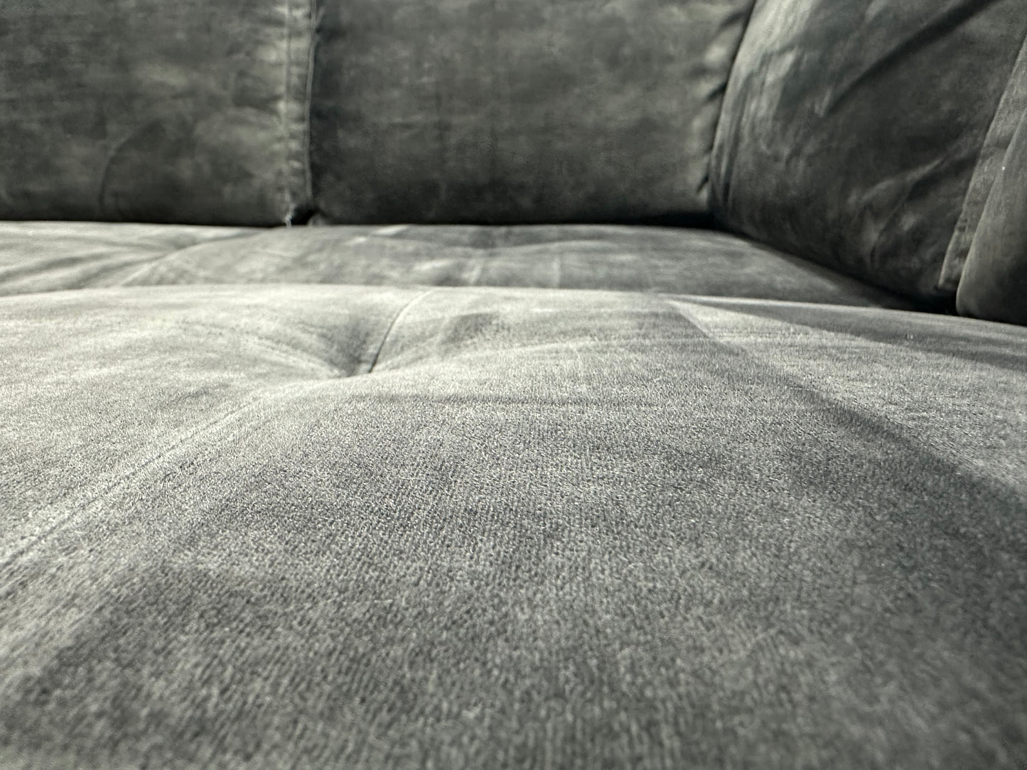 Antraciet Velvet Hoekbank ~ Losse Kussens Met Afneembare Hoezen