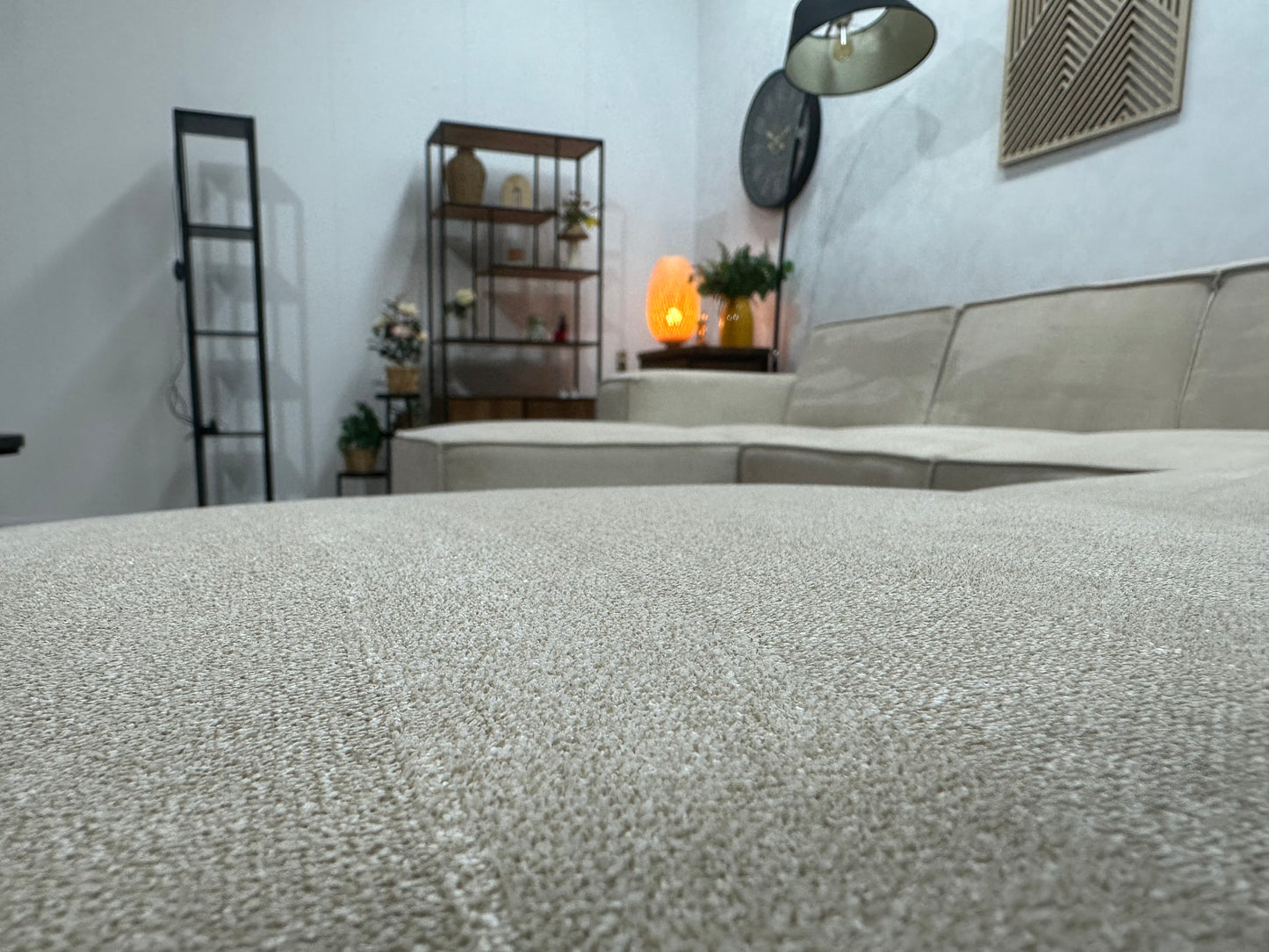 !Showroommodel! Crème Suède Stoffen U Bank