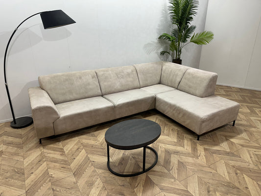 Crème Suède Stoffen Hoekbank ~ Inruilvoordeel