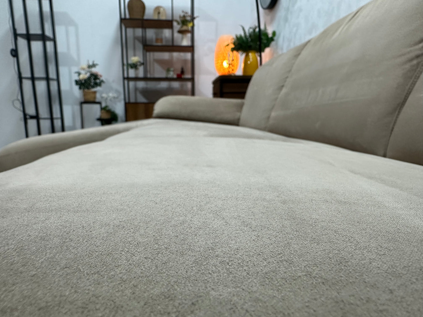 UrbanSofa Beige Velvet Design U Bank ~ Vaste Kussens