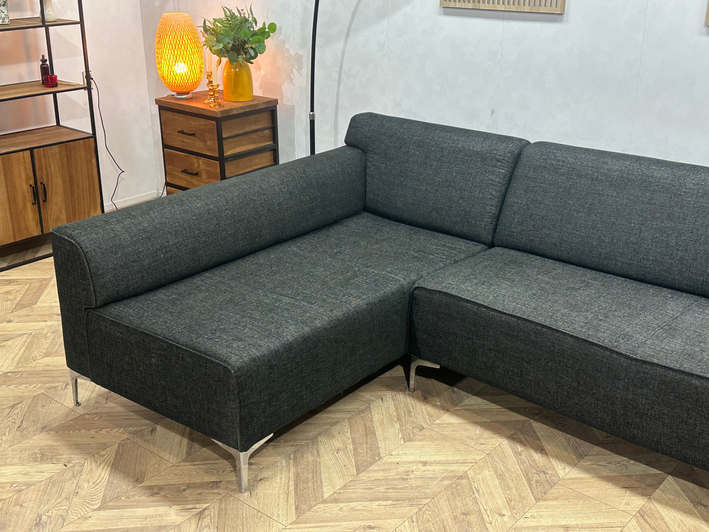 Montèl Antraciet Design Hoekbank ~ Vaste Kussens