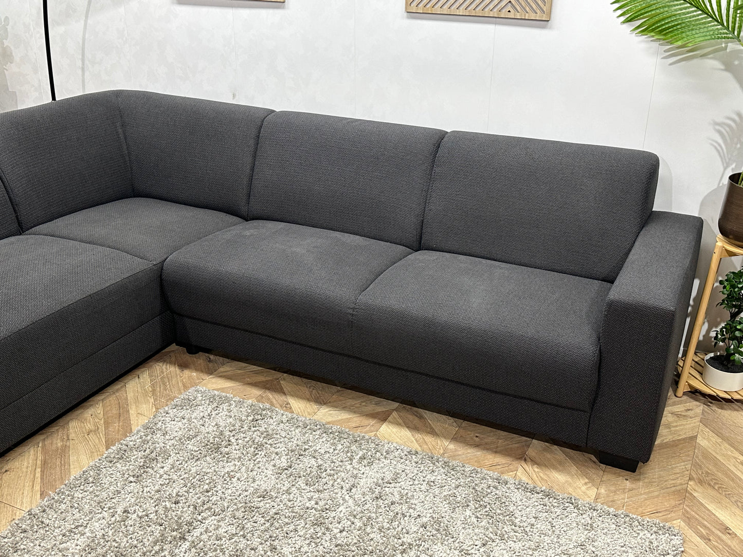 Antraciet Hoekbank ~ Vaste Kussens