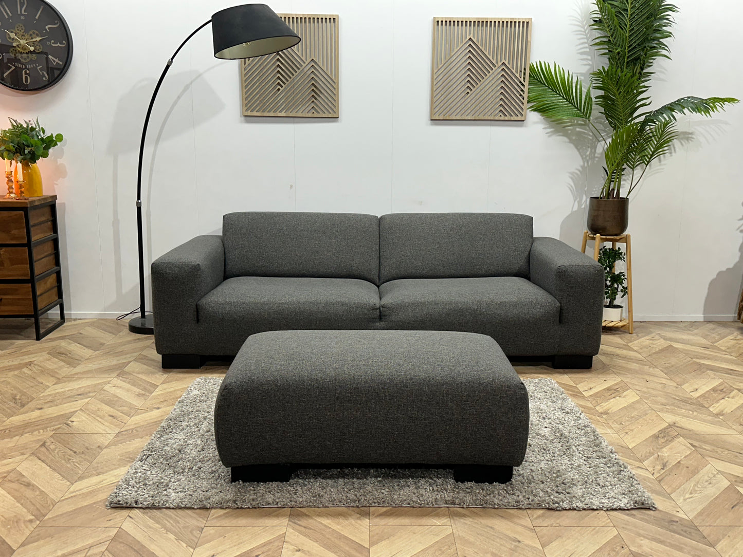 Antraciet 2.5-Zits Bank Inc Hocker ~ Vaste Kussens