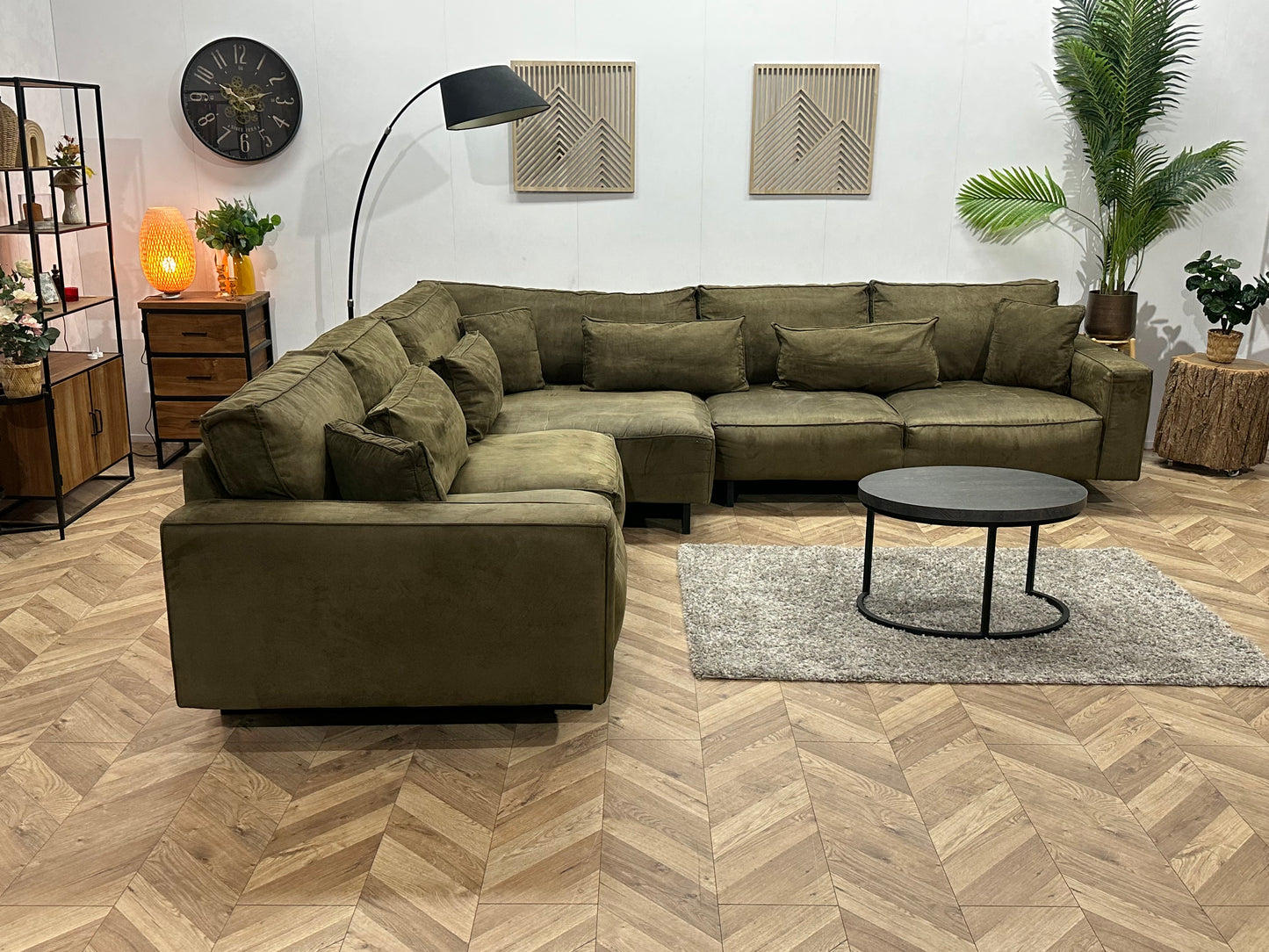 Leger Groene Ruime Design Hoekbank ~ Losse Kussens Met Afneembare Hoezen