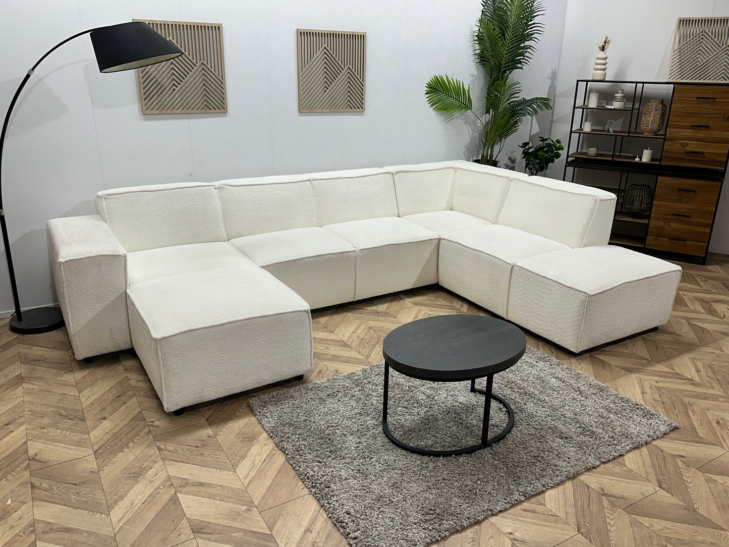 !Showroommodel! Witte Bouclé Stoffen U Bank