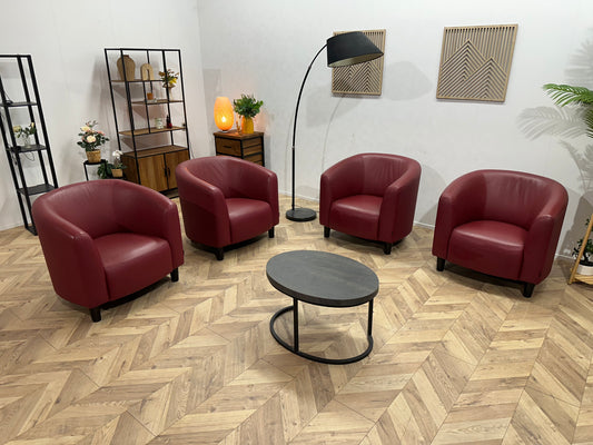 Rode Echt Lederen Stoelen Set