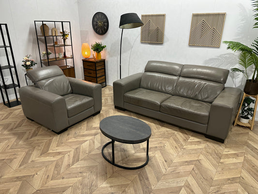 Montèl Taupe Echt Lederen Banken Set ~ Verstelbare Hoofdsteunen