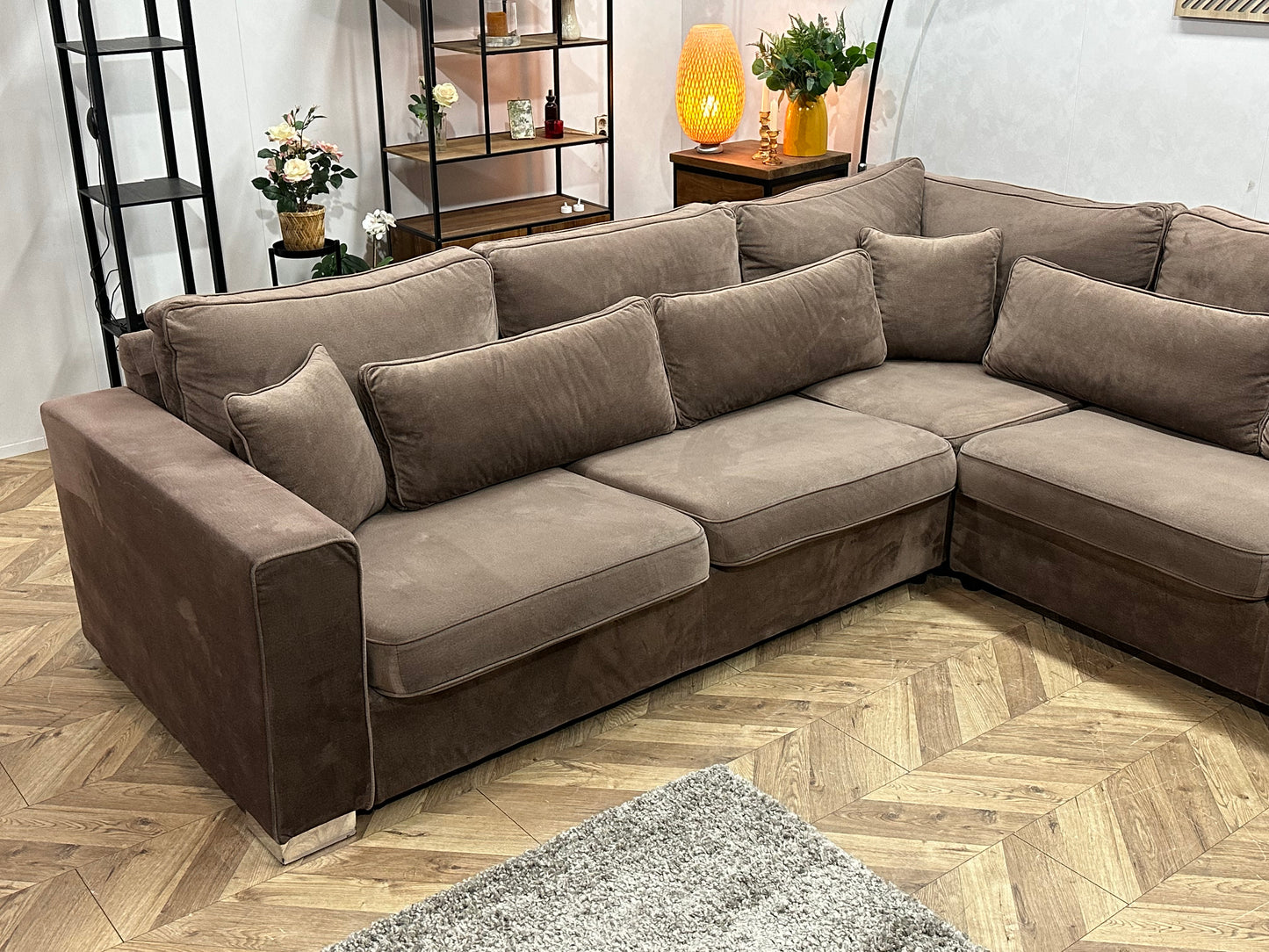 Bruine Velvet U Bank ~ Losse Kussens Met Afneembare Hoezen