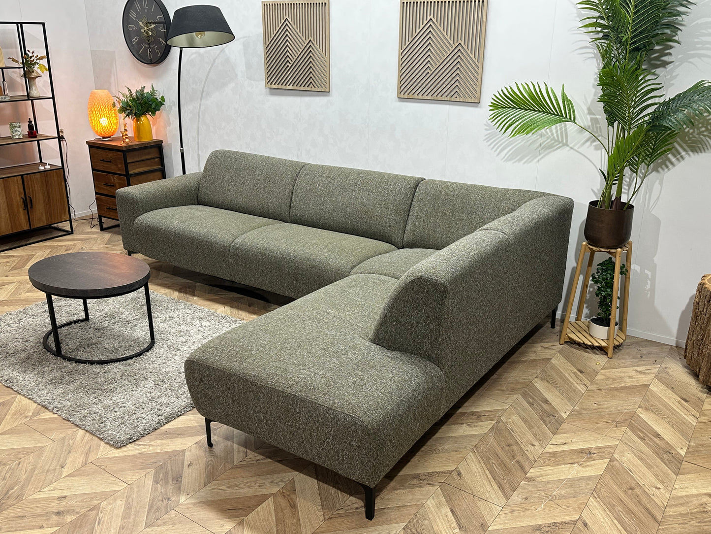 Grijze Hoekbank ~ Vaste Kussens