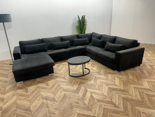 Antraciet Velvet U Bank ~ Losse Kussens Met Afneembare Hoezen