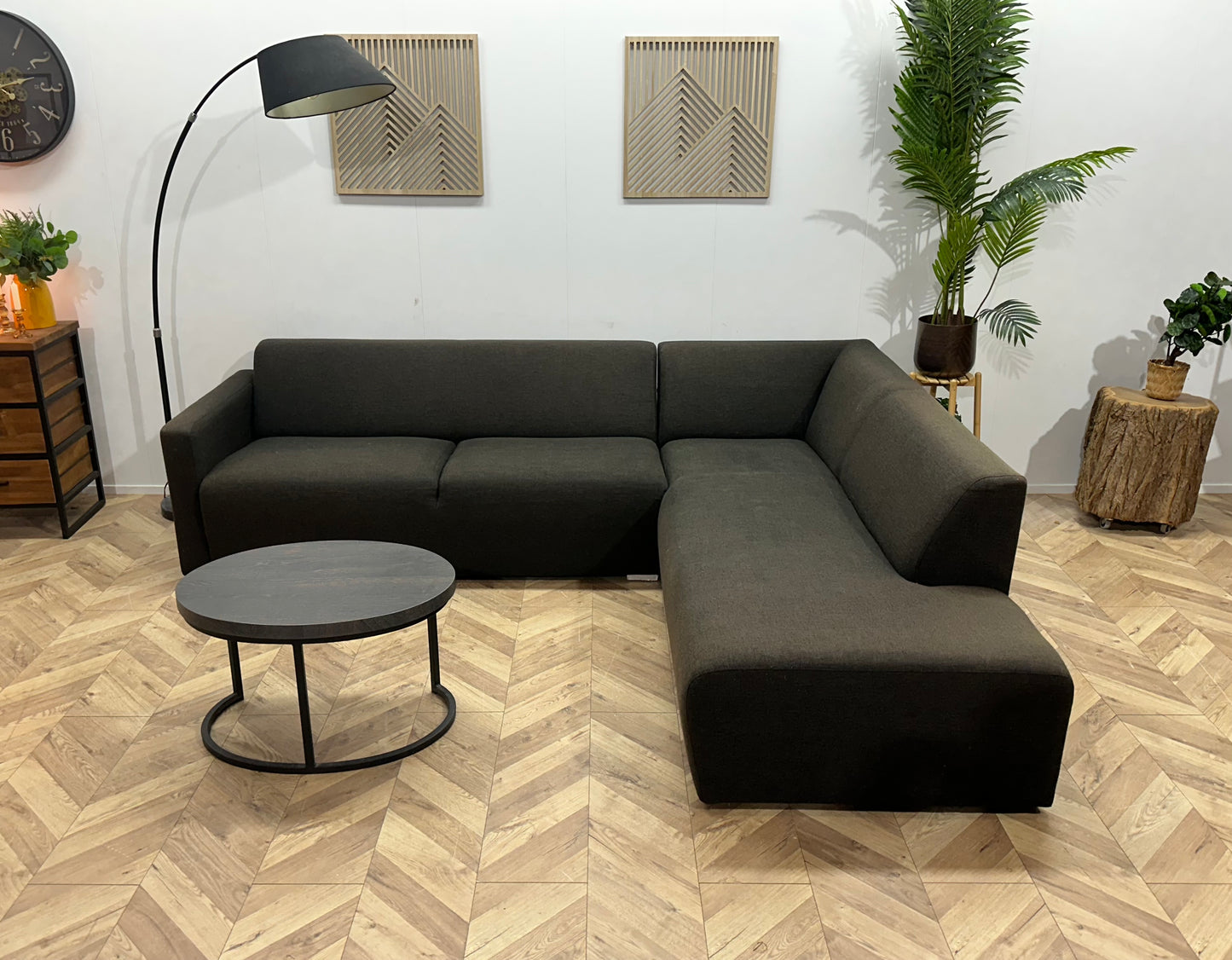 Montèl Antraciet Hoekbank ~ Vaste Kussens
