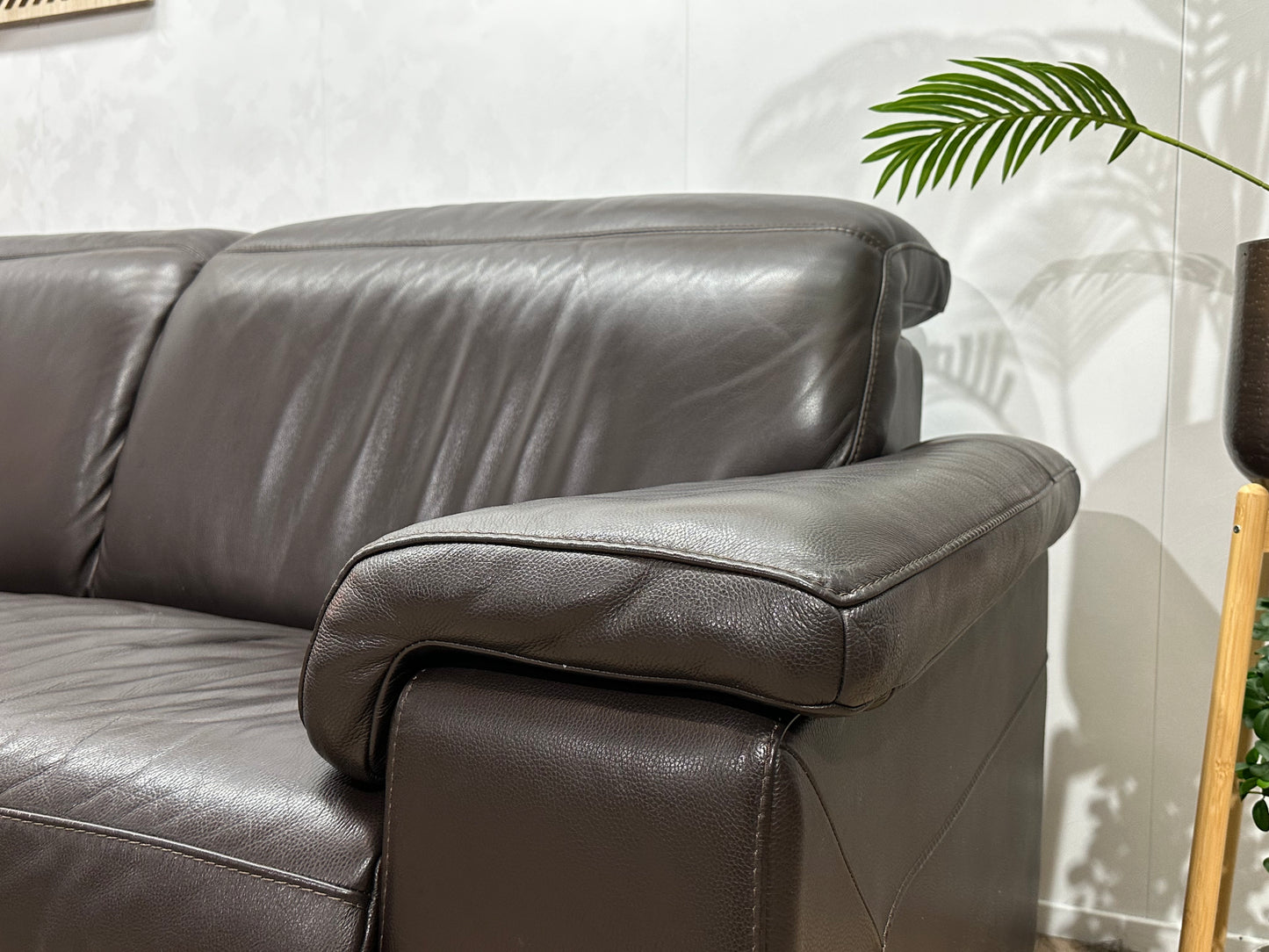 Bruine Echt Lederen 2.5-Zits Bank Inc Fauteuil ~ Verstelbare Hoofdsteunen