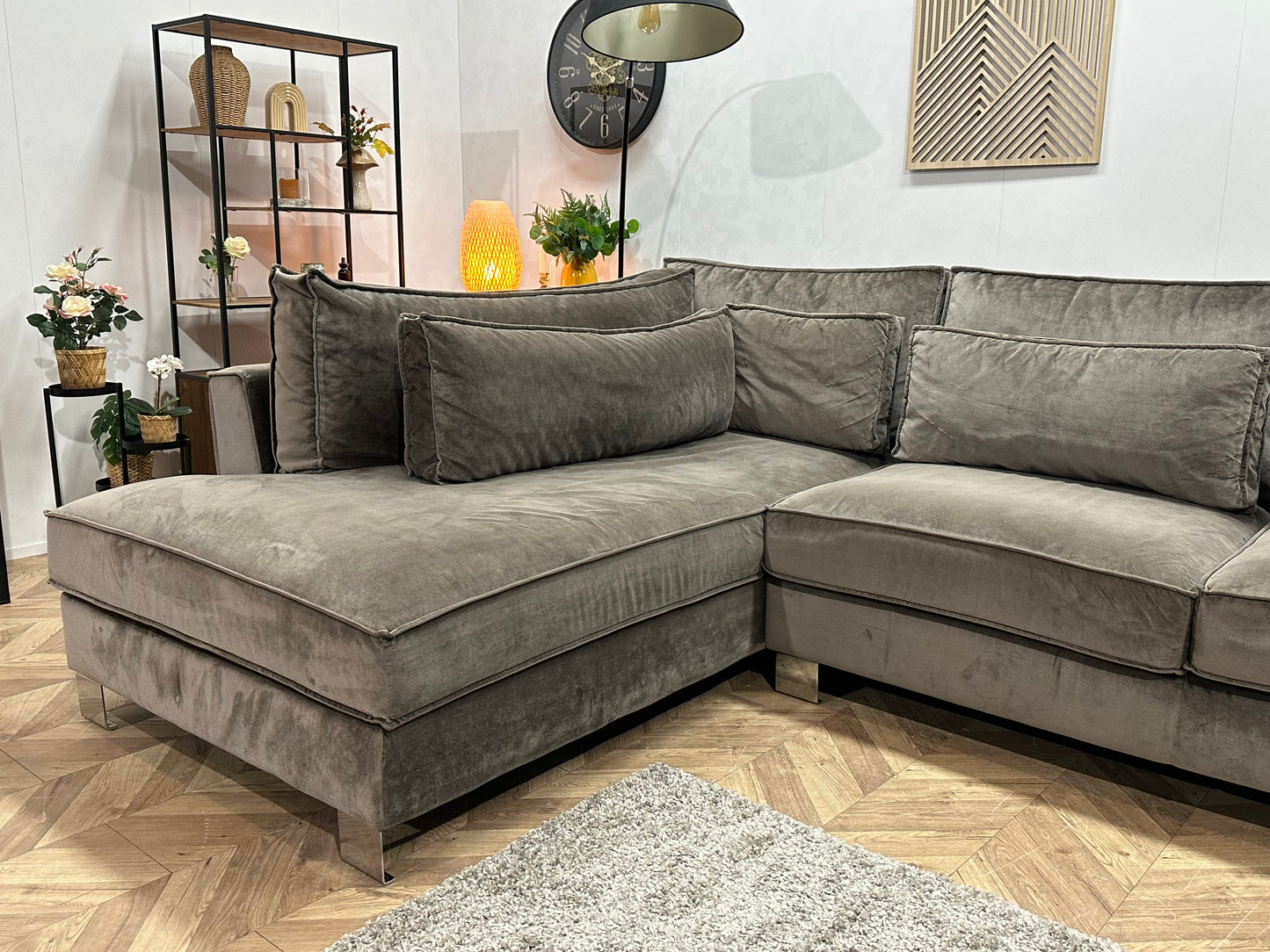 Antraciet Velvet U Bank ~ Losse Kussens Met Afneembare Hoezen