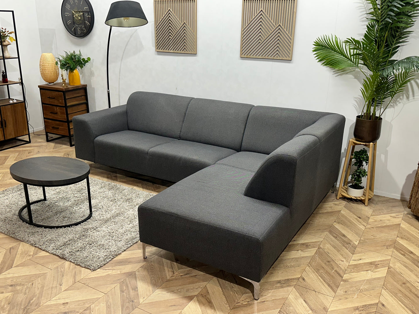 Grijze Hoekbank ~ Vaste Kussens