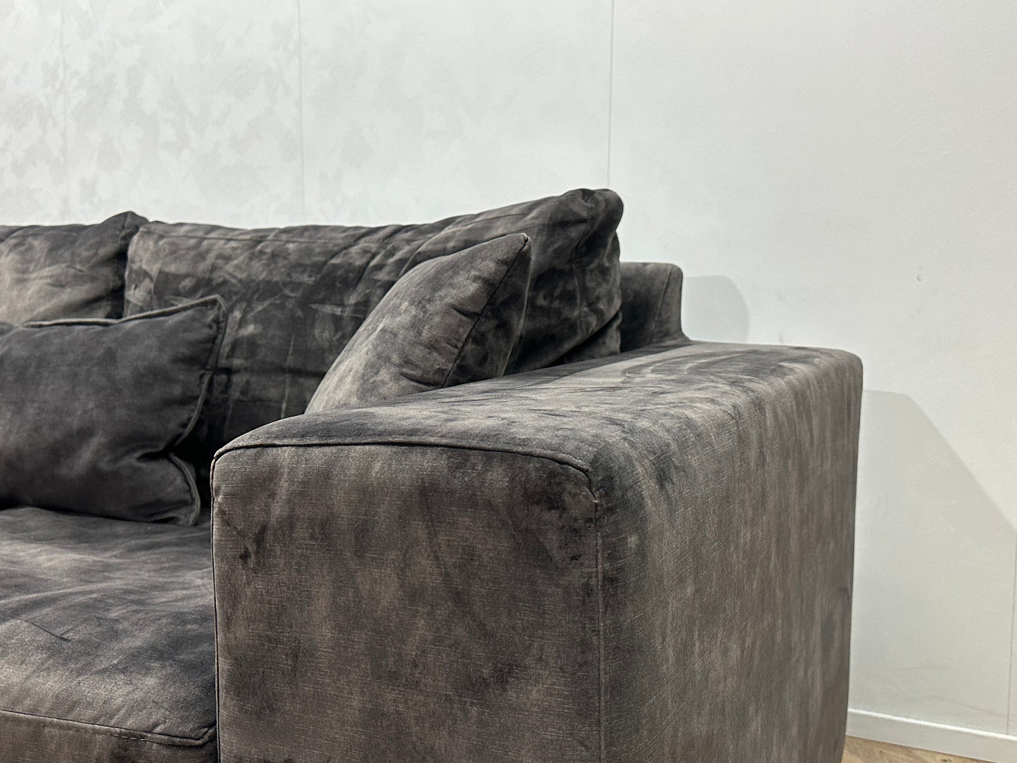 Antraciet Velvet Hoekbank ~ Losse Kussens Met Afneembare Hoezen