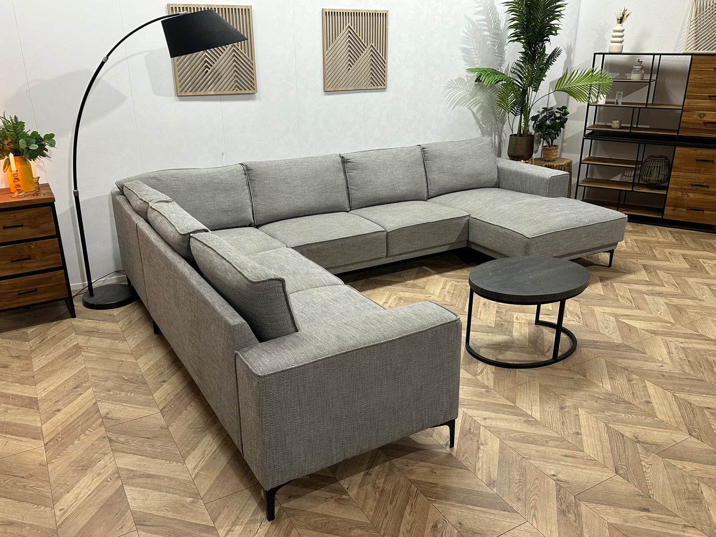 Licht Grijze U Bank ~ Losse Rugkussens Met Afneembare Hoezen