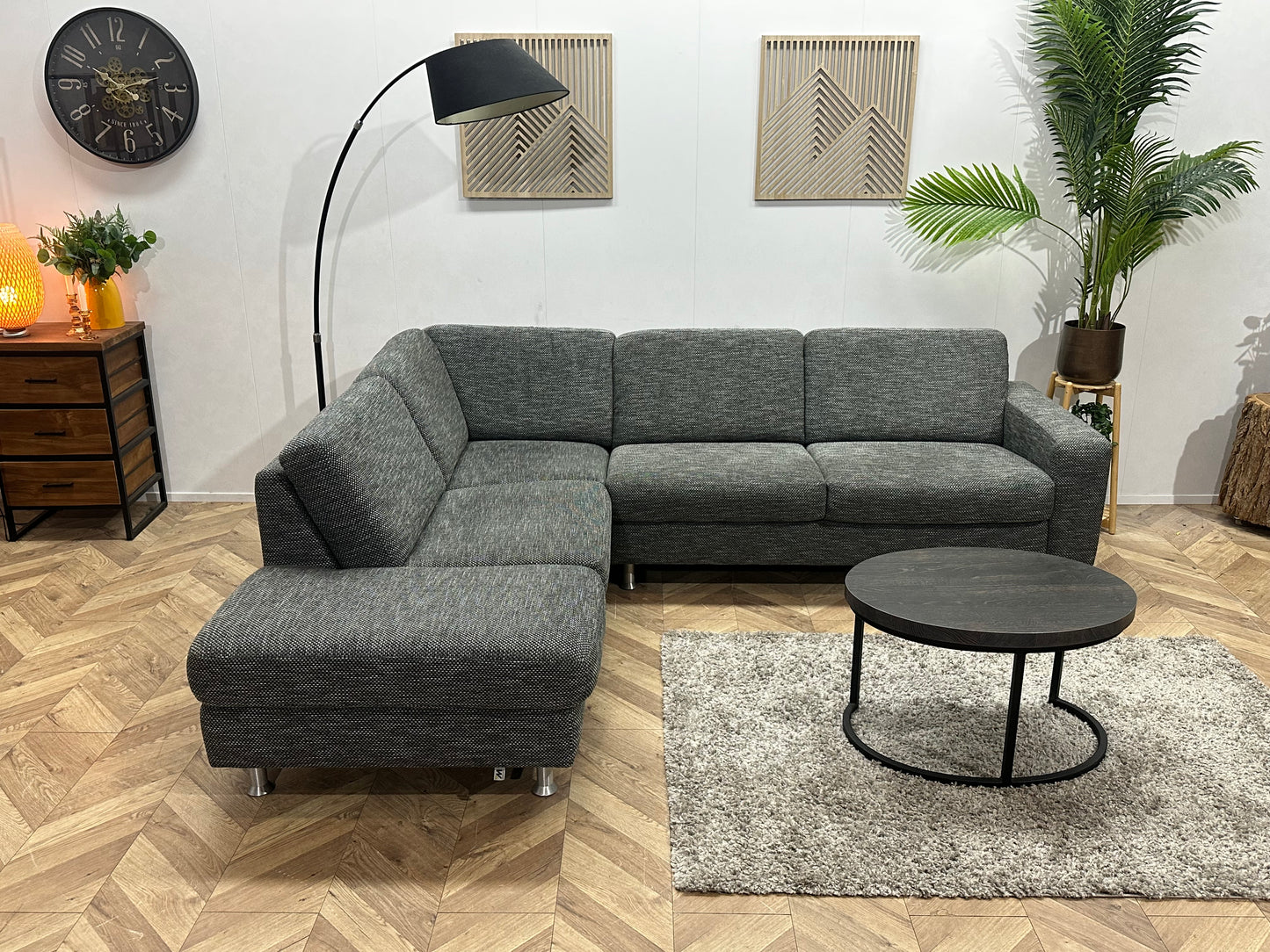 Montèl Antraciet Hoekbank ~ Vaste Kussens