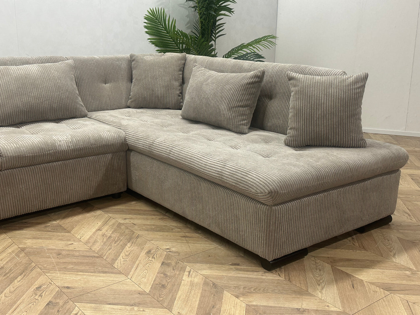 !Showroommodel! Beige Ribstof U Bank