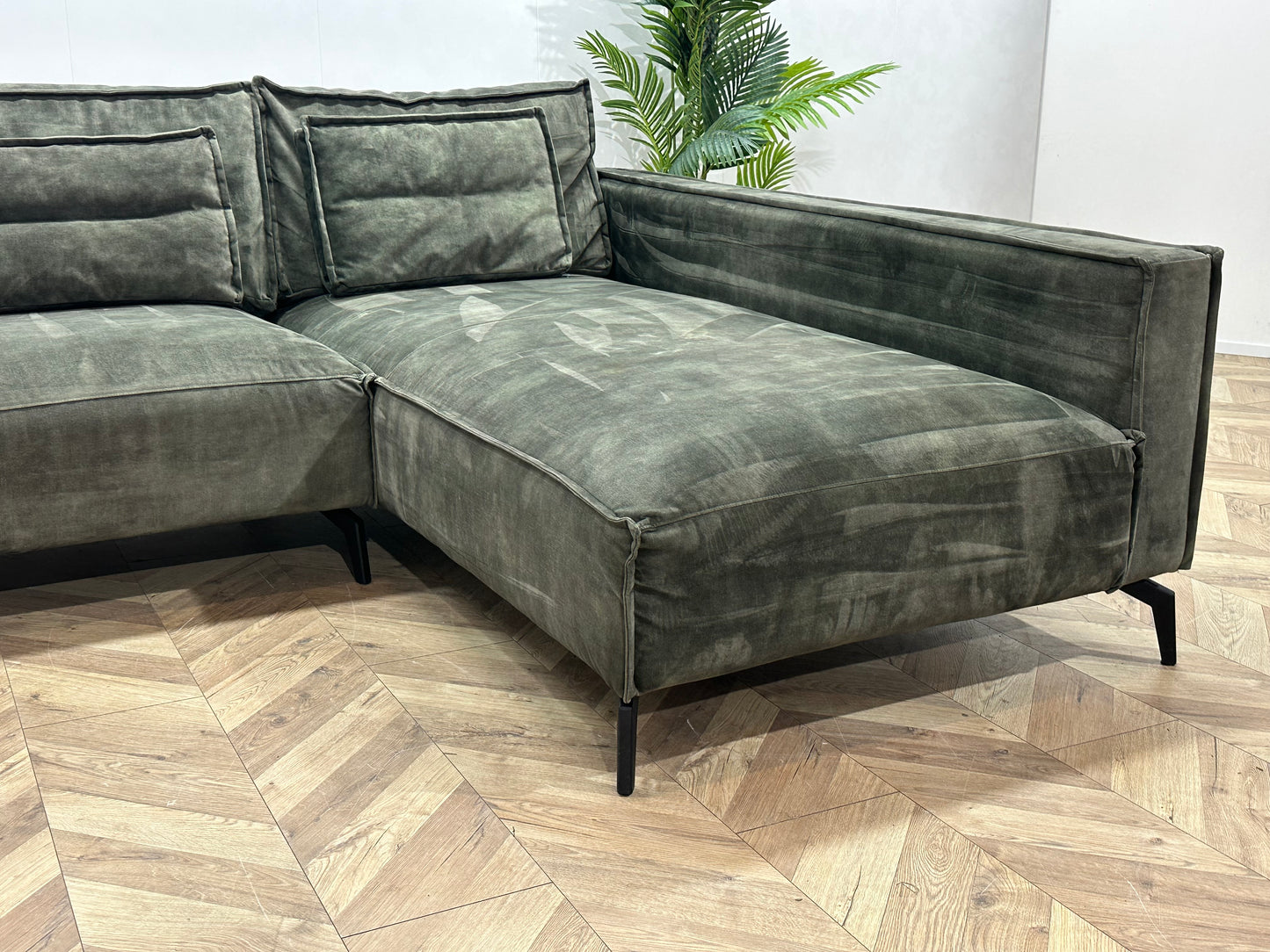 Room108 Groene Velvet U Bank ~ Losse Kussens Met Afneembare Hoezen